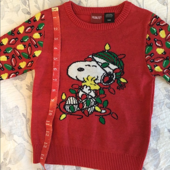 NWT Peanuts Snoopy and Woodstock Holiday Lights Sweater 18 mos - Picture 7 of 7